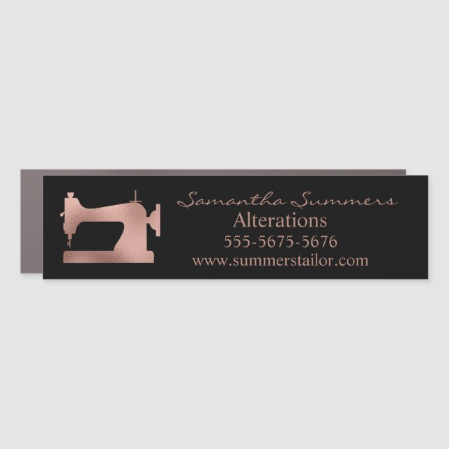 Alterations Business Rose Gold Sewing Machine Car Magnet (Front)