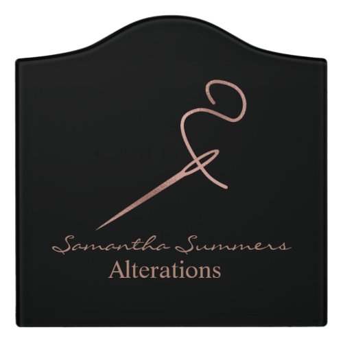 Alterations Rose Gold Needle Thread Sew Business Door Sign