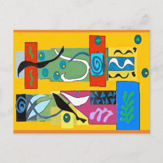 Altered Abstract Shapes, Matisse Style Postcard