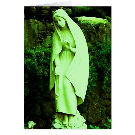 Altered Green Virgin Mary Garden Statue Cards (Front)