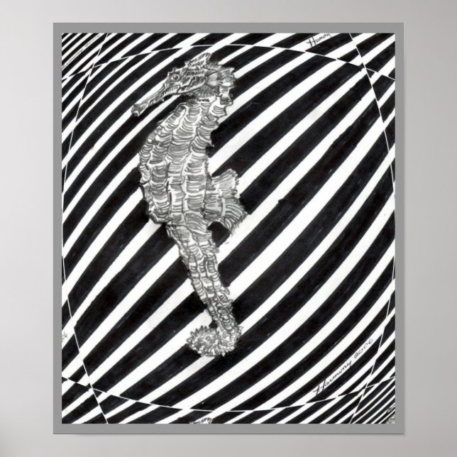 Altered hand-drawn Sea Horse poster by Harmony (Front)