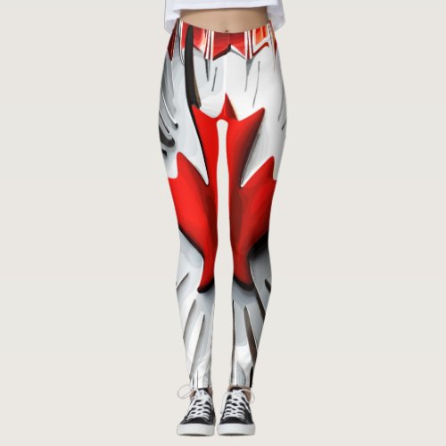 Altered Maple Leaf A Creative Canadian Twist Leggings