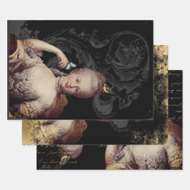 Altered young Marie Antoinette portrait Wrapping Paper Sheets (Set)