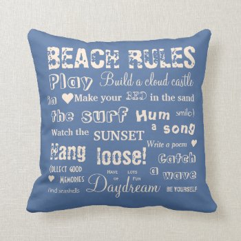 Alternate Beach Rules Beige/blue Reversible Pillow by EleSil at Zazzle