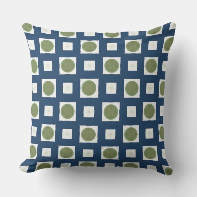 Alternate Olive Green and Navy Blue Colors  Throw Pillow (Front)