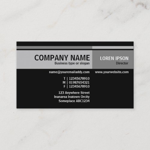 Alternate Tones - Black Business Card Template