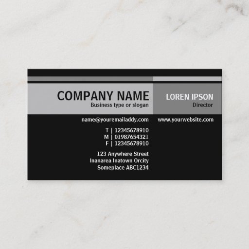Customizable Alternate Tones - Black Business Card Template