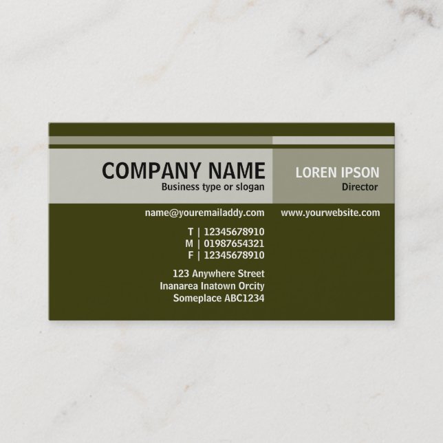 Alternate Tones - Dark Olive Green (333300) Business Card (Front)