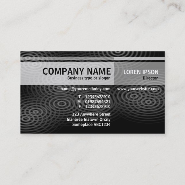 Alternate Tones - Electric Rain (B&W) Business Card (Front)