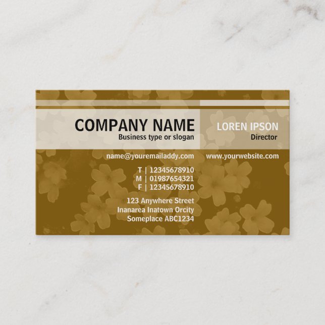 Alternate Tones - Flowers - Brown Business Card (Front)
