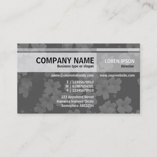Alternate Tones - Flowers - Gray Business Card (Front)