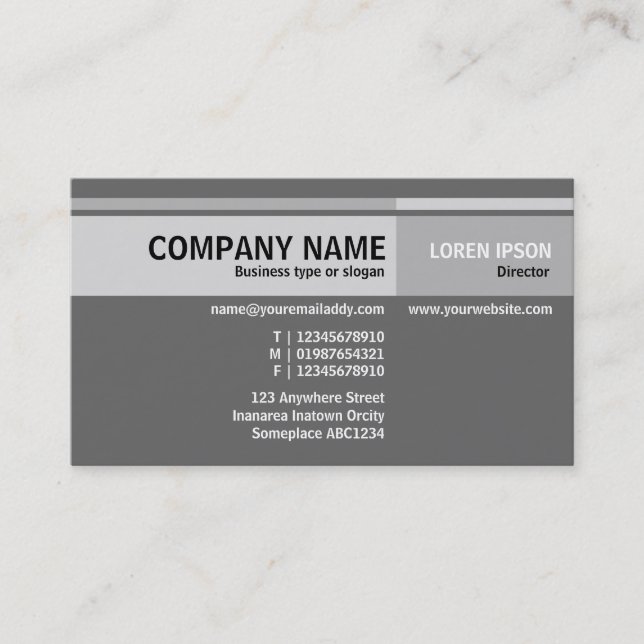 Alternate Tones - Gray Business Card (Front)