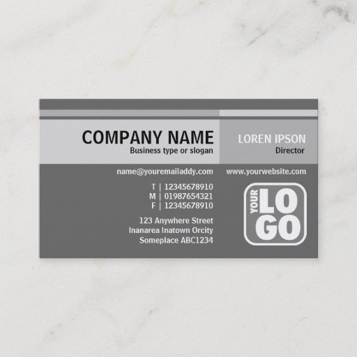 Customizable Alternate Tones (Logo) - Gray Business Card Templates