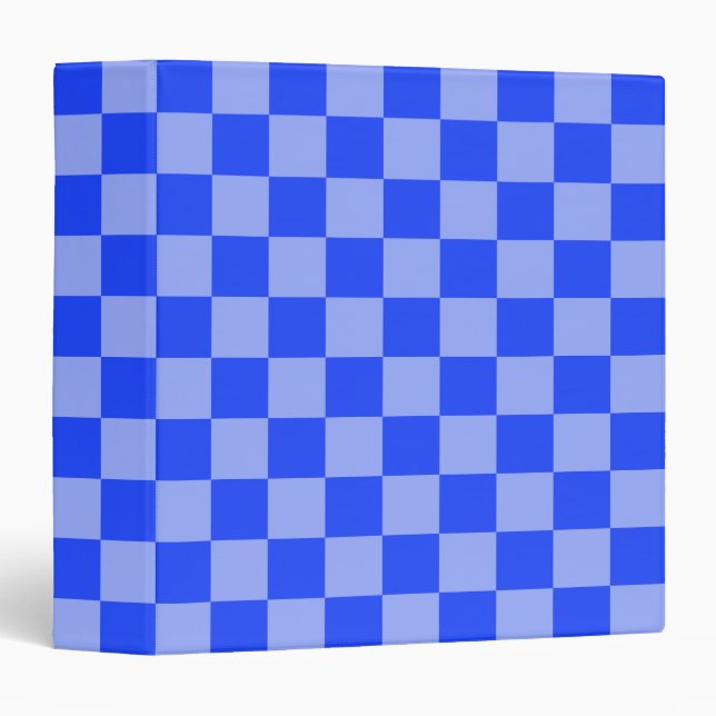 Alternating Blue and Light Purple Checkerboard 3 Ring Binder (Front/Spine)