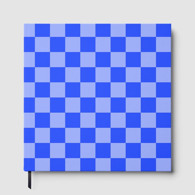 Alternating Blue and Light Purple Checkerboard Guest Book (Front)