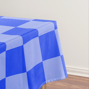 Alternating Blue and Light Purple Checkerboard Tablecloth