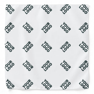 Alternating Business Logo or Image Pattern White Bandana