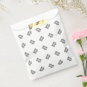 Alternating Business Logo or Image Pattern White Favor Bag