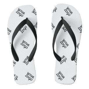 Alternating Business Logo or Image Pattern   White Flip Flops