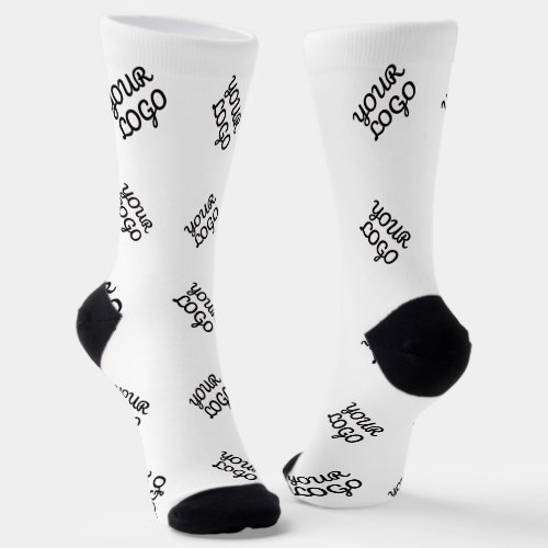 Alternating Business Logo or Image Pattern | White Socks