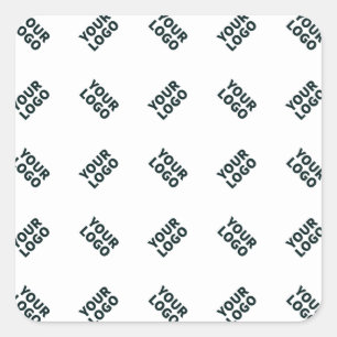 Alternating Business Logo or Image Pattern White Square Sticker