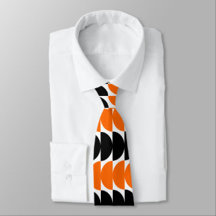 Alternating Crescents 02 - Orange and Black Neck Tie