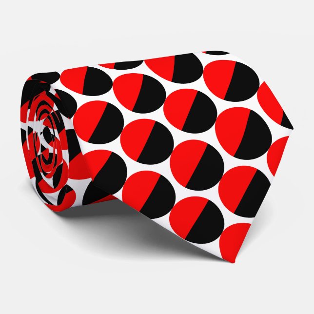 Alternating Crescents 06a - Red and Black Neck Tie (Rolled)