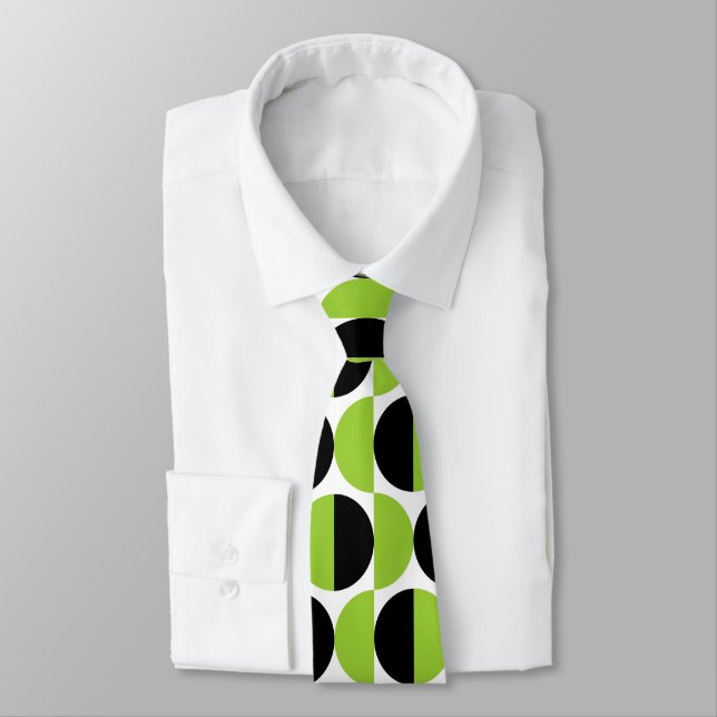 Alternating Crescents 07 - Martian Green and Black Neck Tie (Tied)