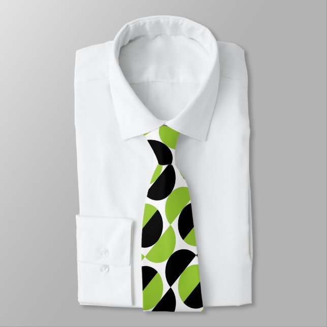 Alternating Crescents 07a - Martian Green Neck Tie (Tied)