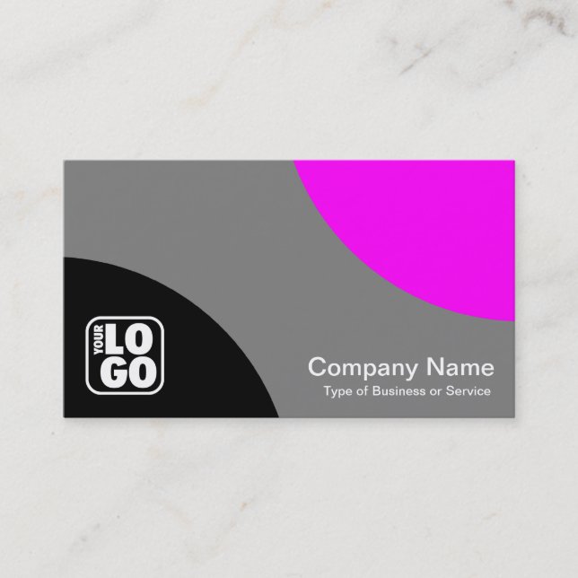 Alternating Curves - Black. Gray and Magenta Business Card (Front)