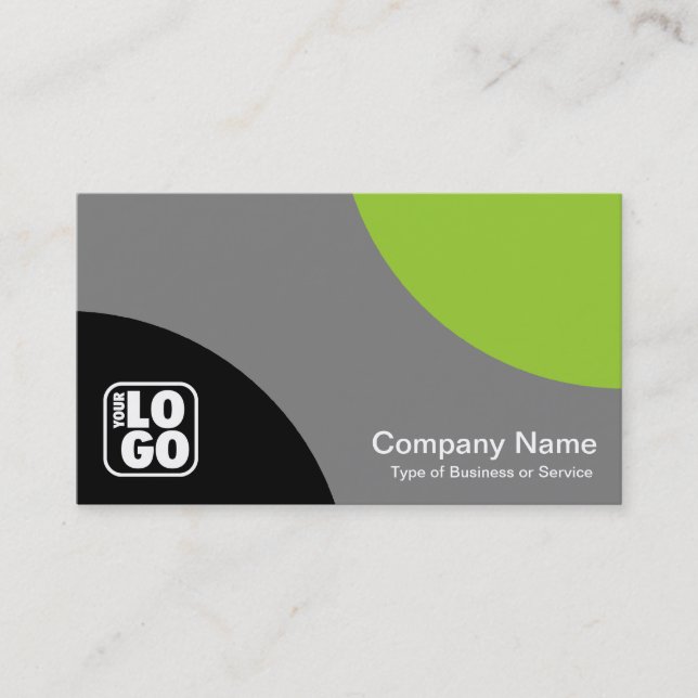 Alternating Curves - Black Gray and Martian Green Business Card (Front)