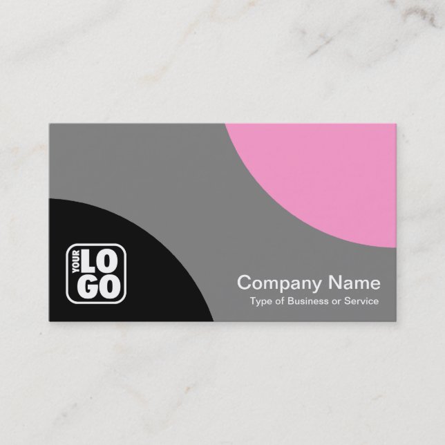 Alternating Curves - Black Gray and Pink Business Card (Front)