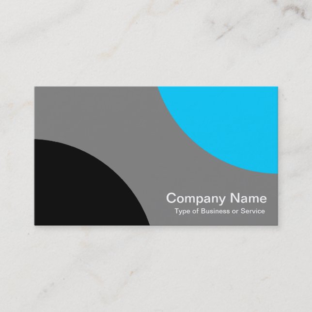 Alternating Curves - Black, Gray and Sky Blue Business Card (Front)