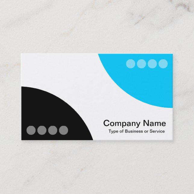 Alternating Curves II - Black and Sky Blue Business Card (Front)