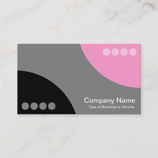 Alternating Curves II - Black, Gray and Pink Business Card (Front)