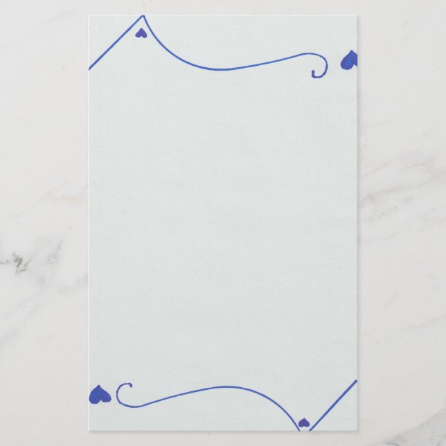 Alternating Heart Top and Bottom Line Stationery (Front)