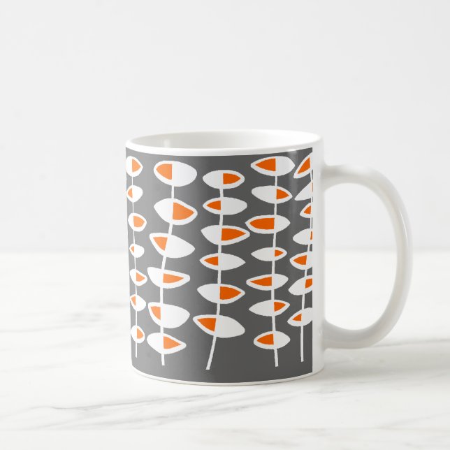 Alternating Leaf - White & Orange on Gray Coffee Mug (Right)