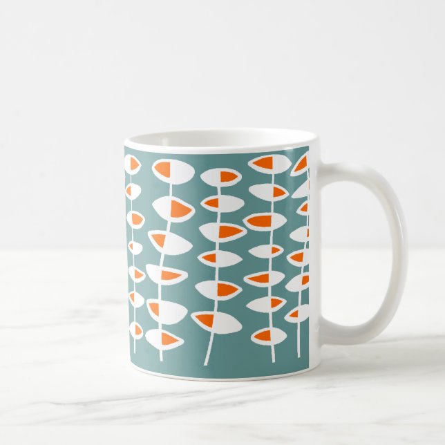 Alternating Leaf - White & Orange on Green 669999 Coffee Mug (Right)