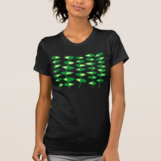 Alternating Leaves Abstract - Green and Cream T-Shirt (Front)
