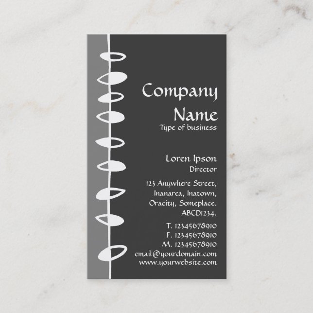 Alternating Leaves - Gray, Dark Gray and White Business Card (Front)