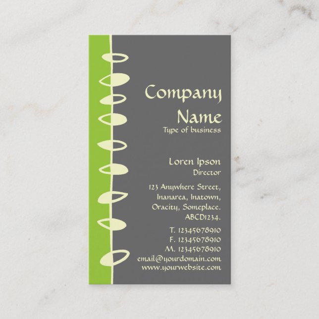 Alternating Leaves - Green, Gray and Cream Business Card (Front)