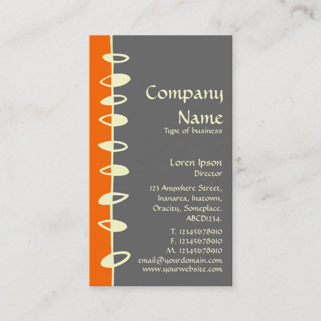 Alternating Leaves - Orange, Dark Gray and Cream Business Card (Front)