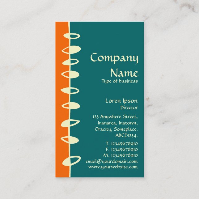 Alternating Leaves - Orange, Teal and Cream Business Card (Front)
