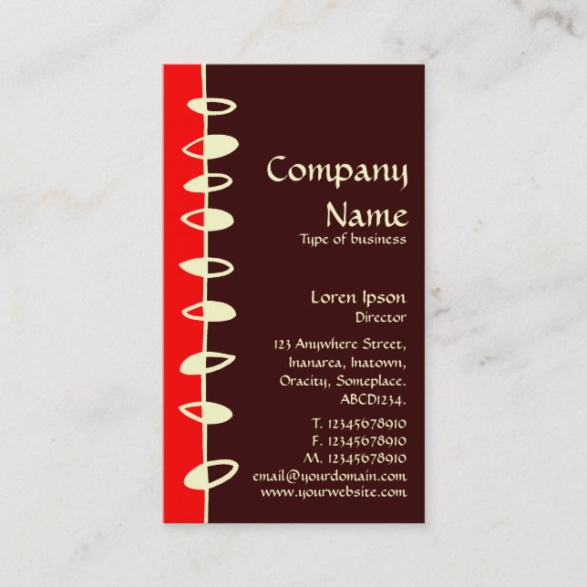 Alternating Leaves - Red, Dark Brown and Cream Business Card (Front)