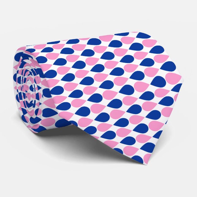 Alternating Petals - Pink and Navy Neck Tie (Rolled)