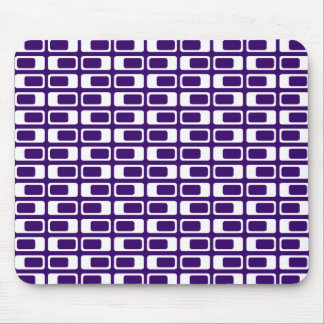 Alternating Rectangles (White with Dark Violet) Mouse Pad