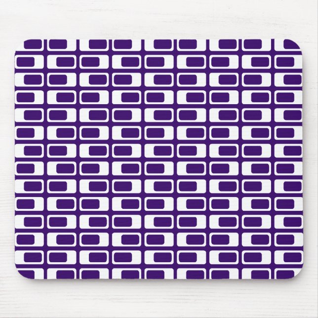 Alternating Rectangles (White with Dark Violet) Mouse Pad (Front)