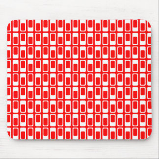Alternating Rectangles (White with Red) Mouse Pad