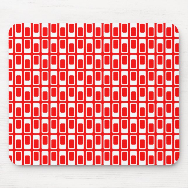 Alternating Rectangles (White with Red) Mouse Pad (Front)