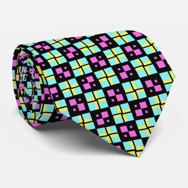 Alternating Squares Terrazzo Pattern Neck Tie (Rolled)